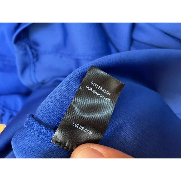 Lulus Good Deeds Women's Dress Fit & Flare Skater Mini Lace-Up Apron Neck S Blue - Picture 6 of 10